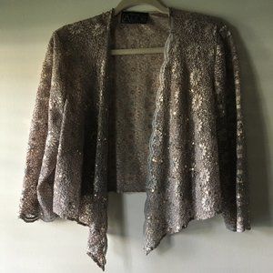 Alex Evenings Sparkly Sequined Bolero Shrug w/ Flower Pattern Petite